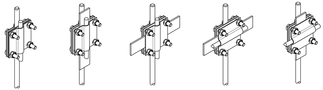 Зажим соединительный стержень — полоса/пруток, 3 пластины, оцинкованный Зажим соединительный стержень — полоса/пруток, 3 пластины, оцинкованный